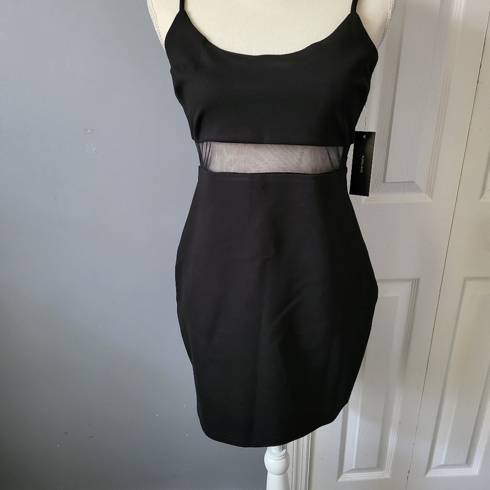 Lulus black sheer bodycon dress.